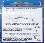 Стенд "Действия с десятичными дробями" - «globural.ru» - Саранск