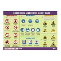 Таблица демонстрационная "Правила техники безопасности в кабинете химии" (винил 100х140) - «globural.ru» - Саранск
