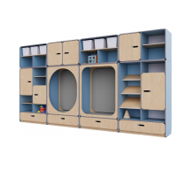 Детская стенка с местом для хранения и зонами отдыха из коллекции «НЕГА» (цвет голубой) - «globural.ru» - Саранск