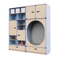 Детская стенка с местом для хранения и овальной зоной отдыха из коллекции «НЕГА» (цвет голубой) - «globural.ru» - Саранск